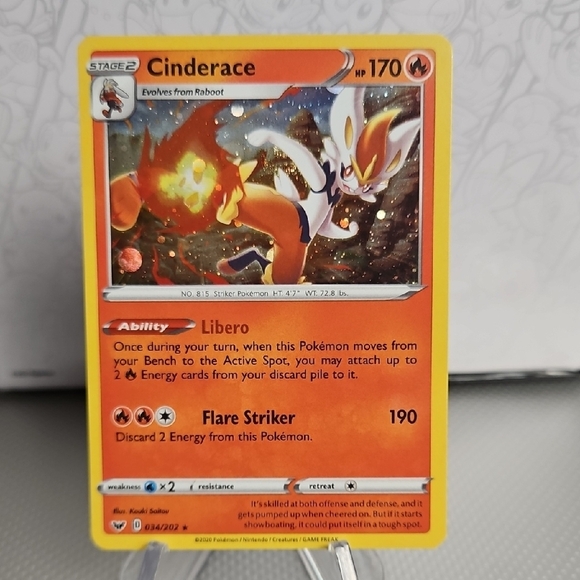 Cinderace 034/202 Pokemon TCG Holo Rare - Picture 1 of 1